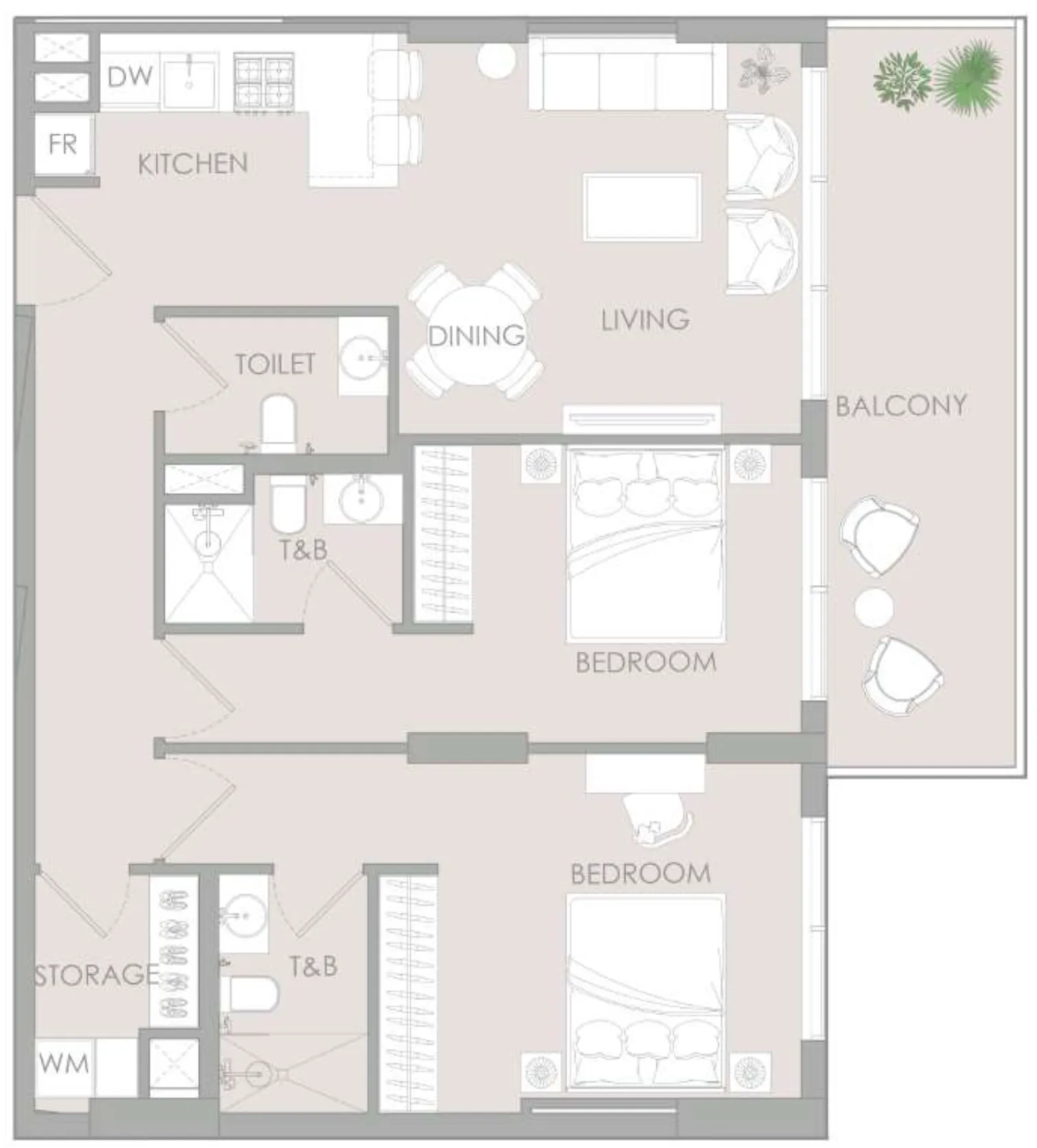 IR1DIAN Park 2 bed floor plan, 1,095 sqft