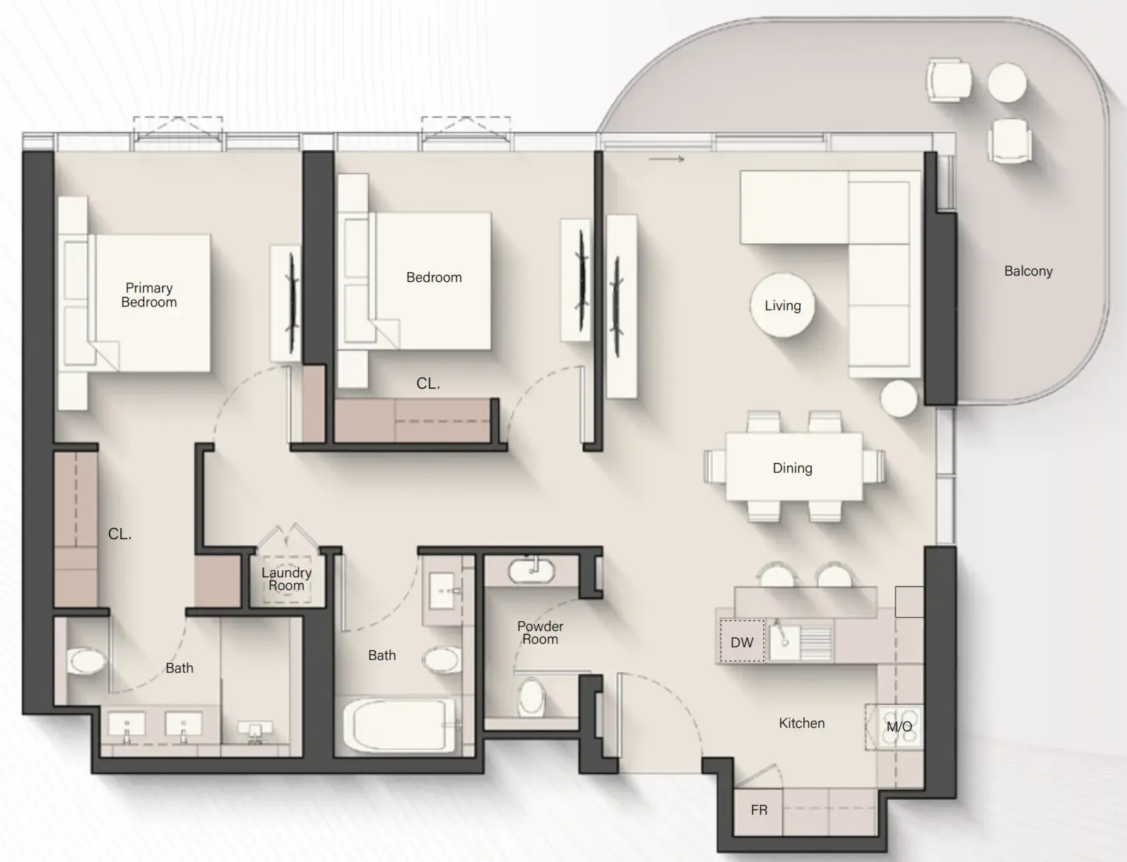 Portside Square 2 bed floor plan, 1,209 sqft