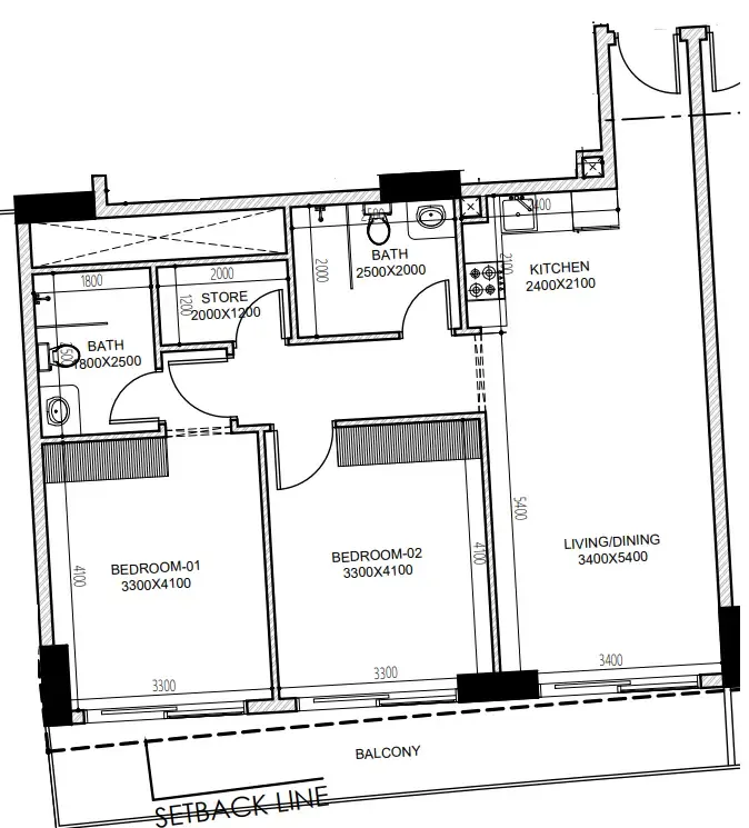 Astra South 2 bed floor plan, 1,019 sqft