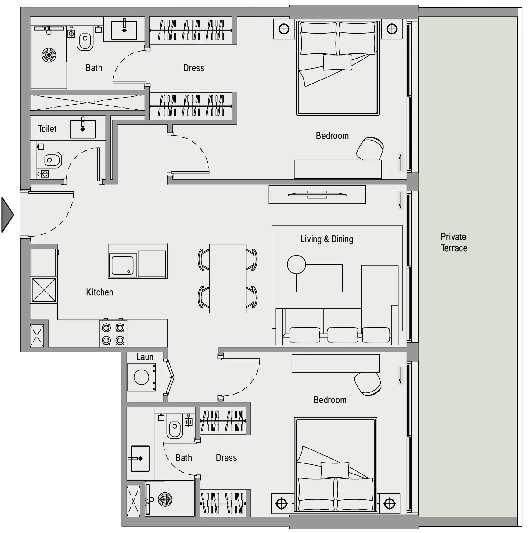 Oxford Cove by Iman 2 bed floor plan, 1,181 sqft