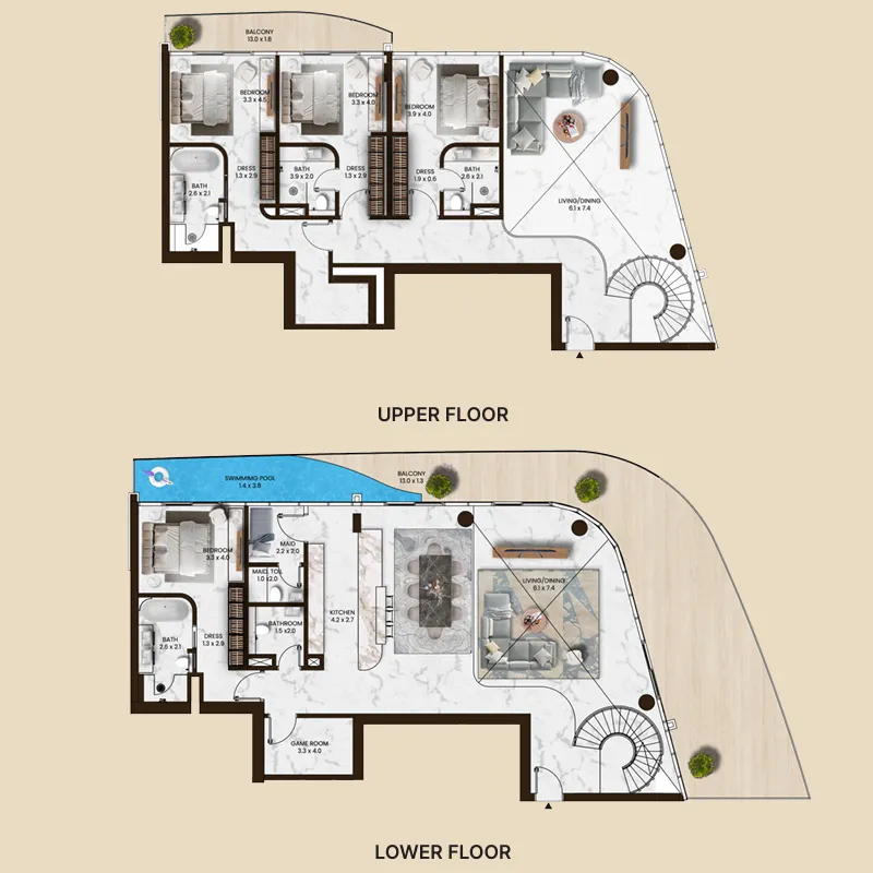 Saas Hills 4 bed floor plan, 4,336 sqft