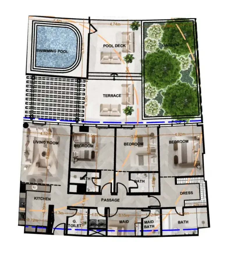 Radiant Terrace 3 bed floor plan, 3,609 sqft