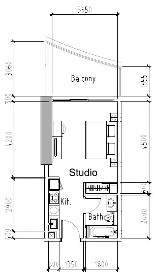 Aykon City Tower Studio floor plan, 460 sqft