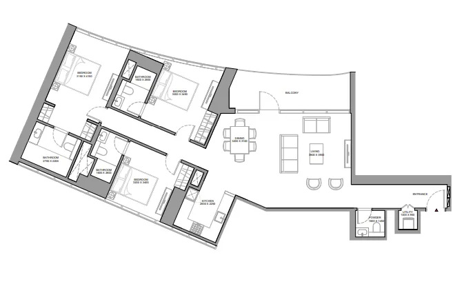 Skyvue Stellar 3 bed floor plan, 1,683 sqft