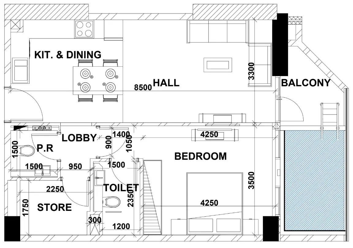 Peace Lagoons 2 1 bed floor plan, 798 sqft