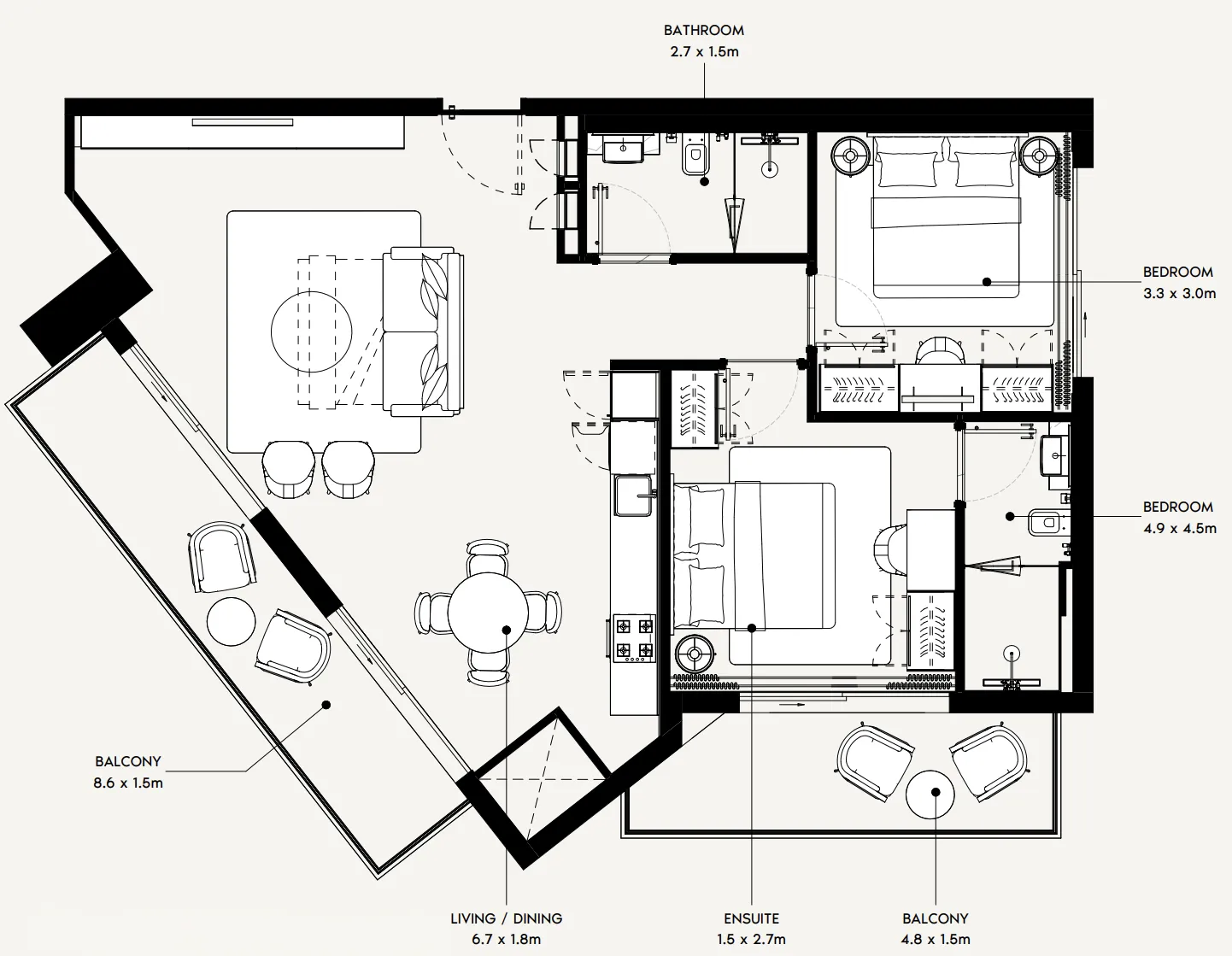 Azizi Gabriel 2 bed floor plan, 1,096 sqft