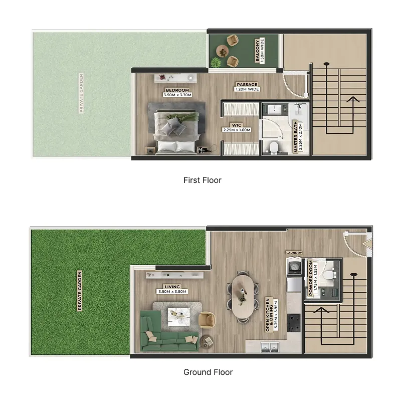 Firoza 1 bed floor plan, 1,456 sqft