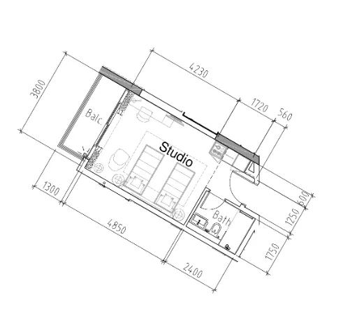 Damac Hills 2 - Hotel Edge by Rotana Studio floor plan, 356 sqft