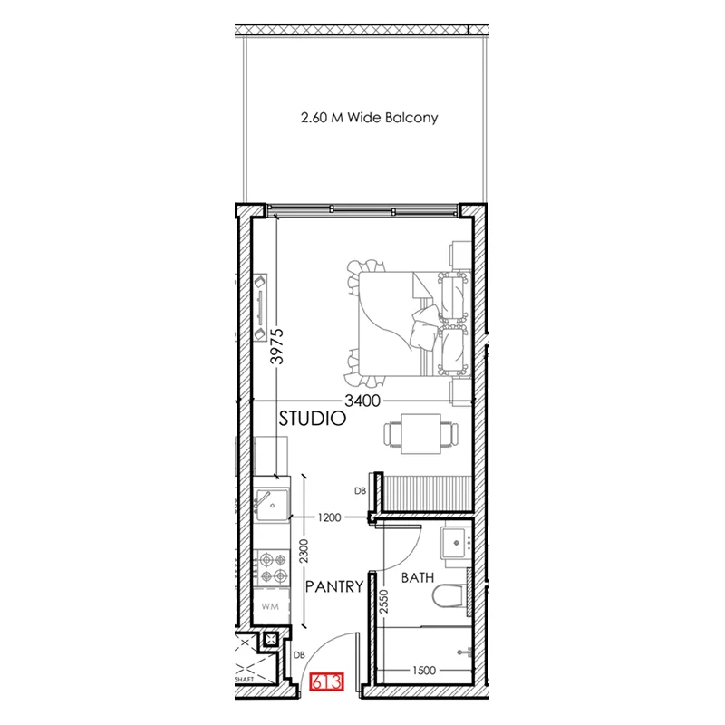 Al Haseen Residences 5 Studio floor plan, 385 sqft