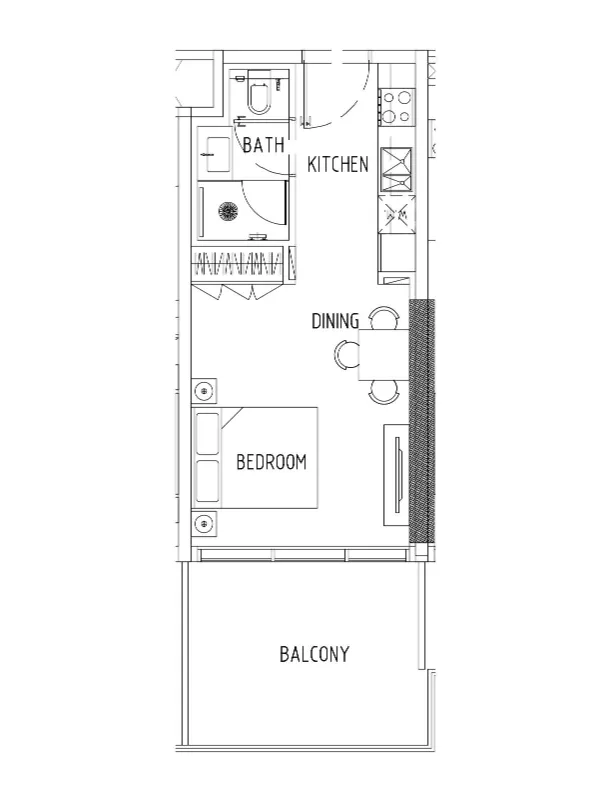Damac District Studio floor plan, 437 – 438 sqft
