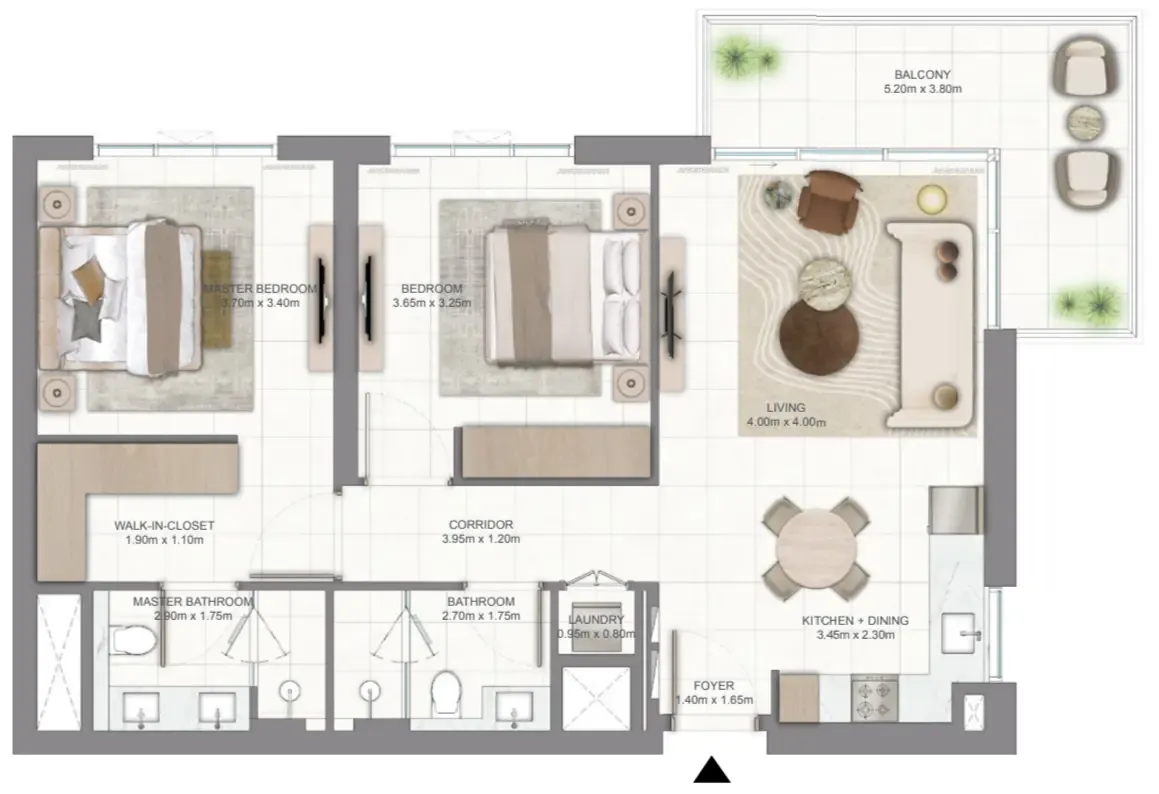 Golf Vale 2 bed floor plan, 1,063 sqft