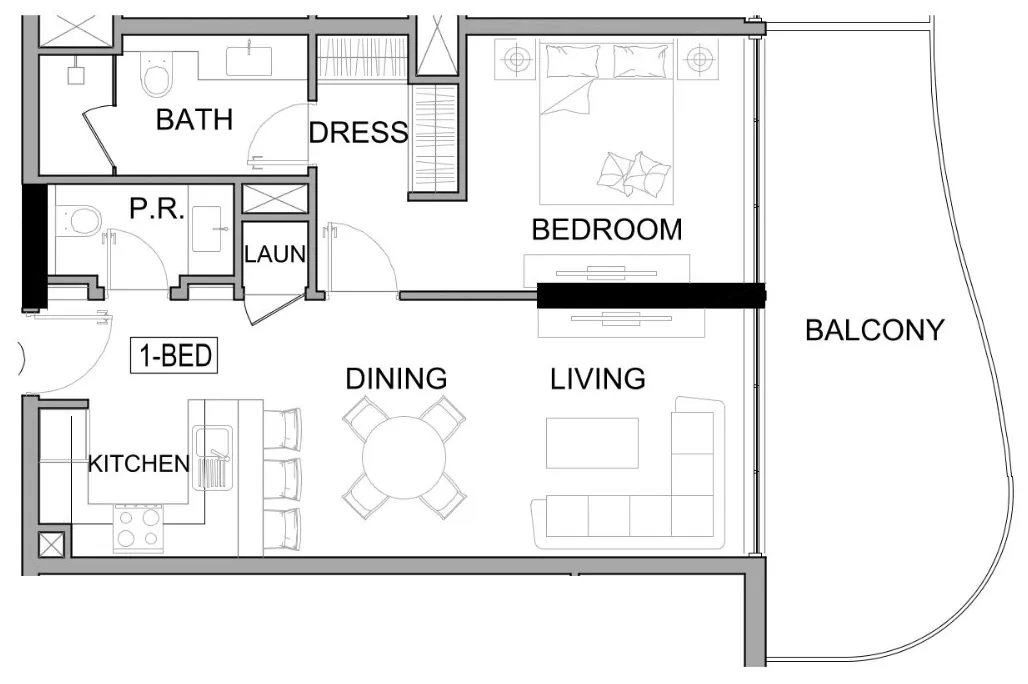 Damac Lagoons Views Phase 3 1 bed floor plan, 812 sqft
