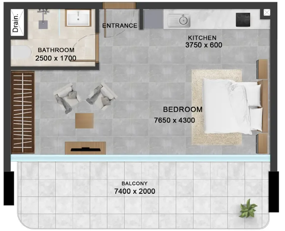 Vivanti Residences by Meteora Studio floor plan, 547 sqft