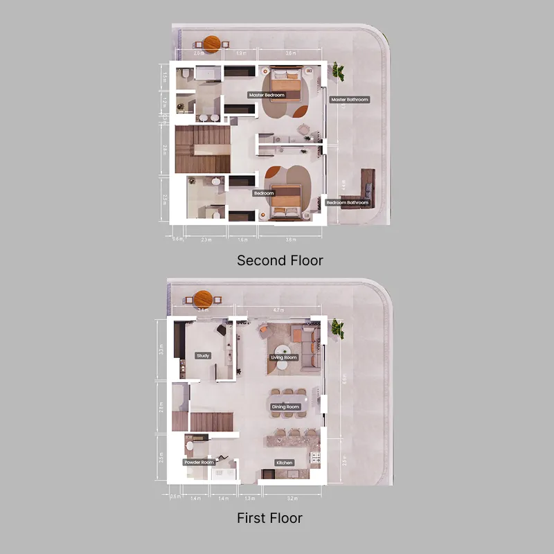 Verdes by Haven 2 bed floor plan, 2,406 sqft