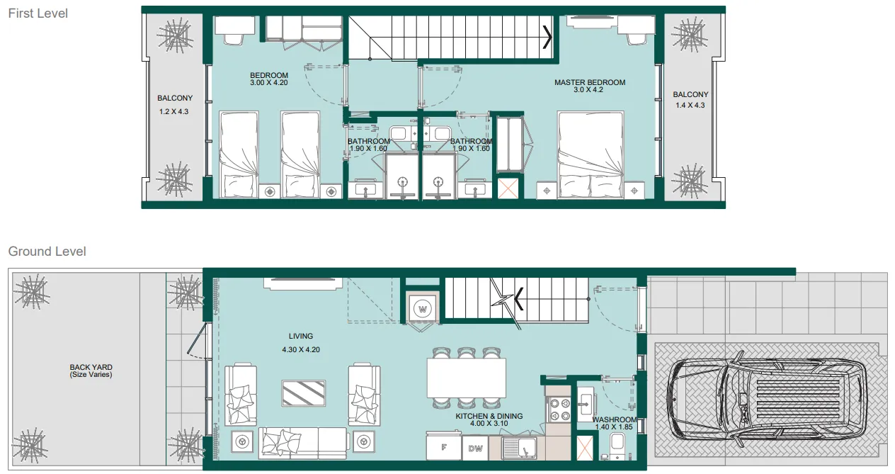 Reportage Village 2 bed floor plan, 1,576 – 1,577 sqft