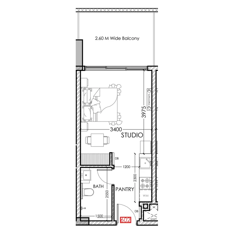 Al Haseen Residences 5 Studio floor plan, 383 sqft