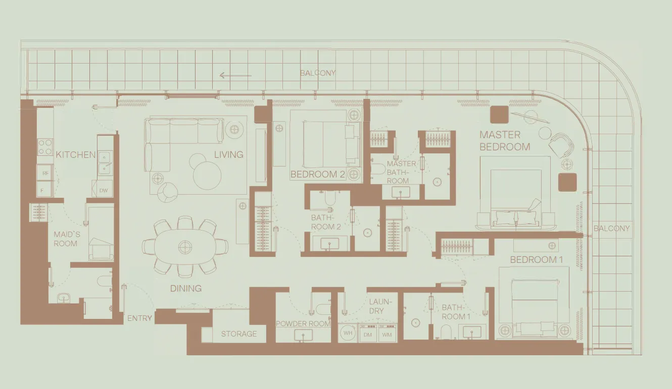 Eden House The Park 3 bed floor plan, 2,346 sqft