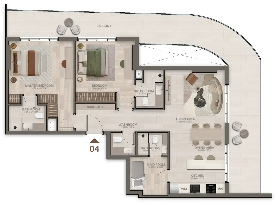 Stax 2 bed floor plan, 1,504 – 1,510 sqft