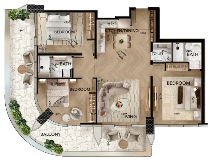 Radiant Bridges 3 bed floor plan, 1,708 sqft