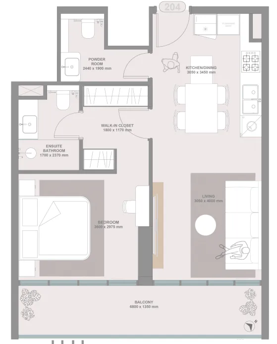 Linea by Holm 1 bed floor plan, 694 sqft