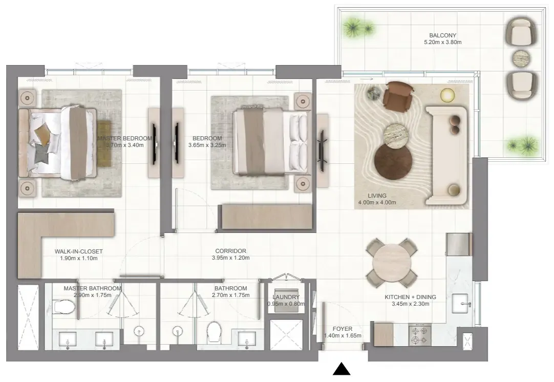 Golf Vale 2 bed floor plan, 1,064 sqft