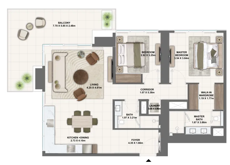 Silva Dubai Creek Harbour 2 bed floor plan, 1,440 sqft