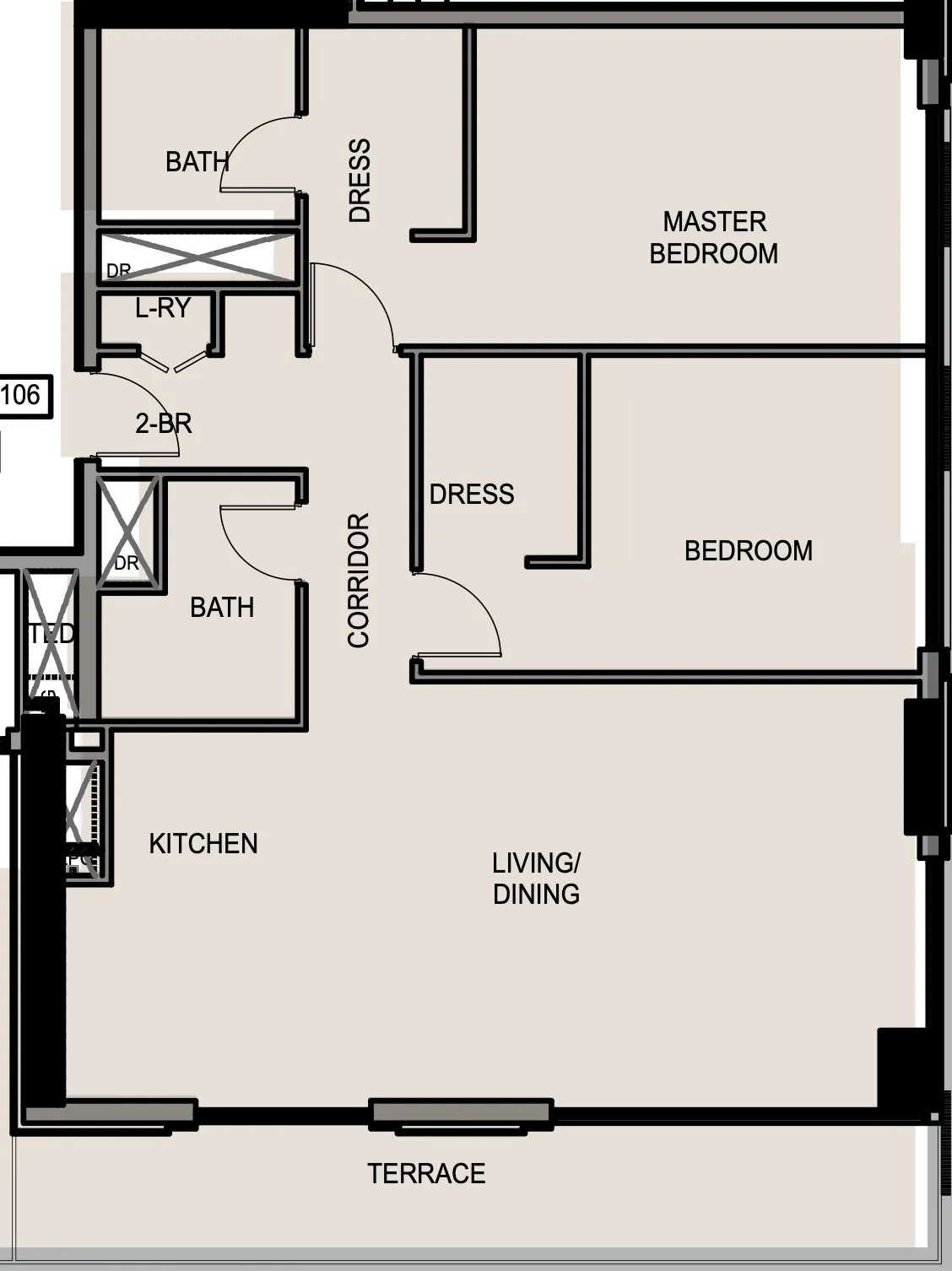 Edgewater Residences 1, 2 and 3 2 bed floor plan, 1,461 sqft