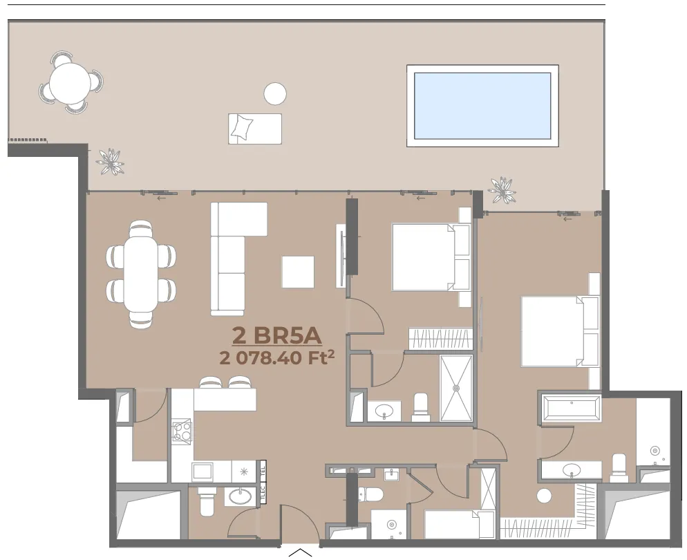 House of WELL 2 bed floor plan, 2,079 sqft
