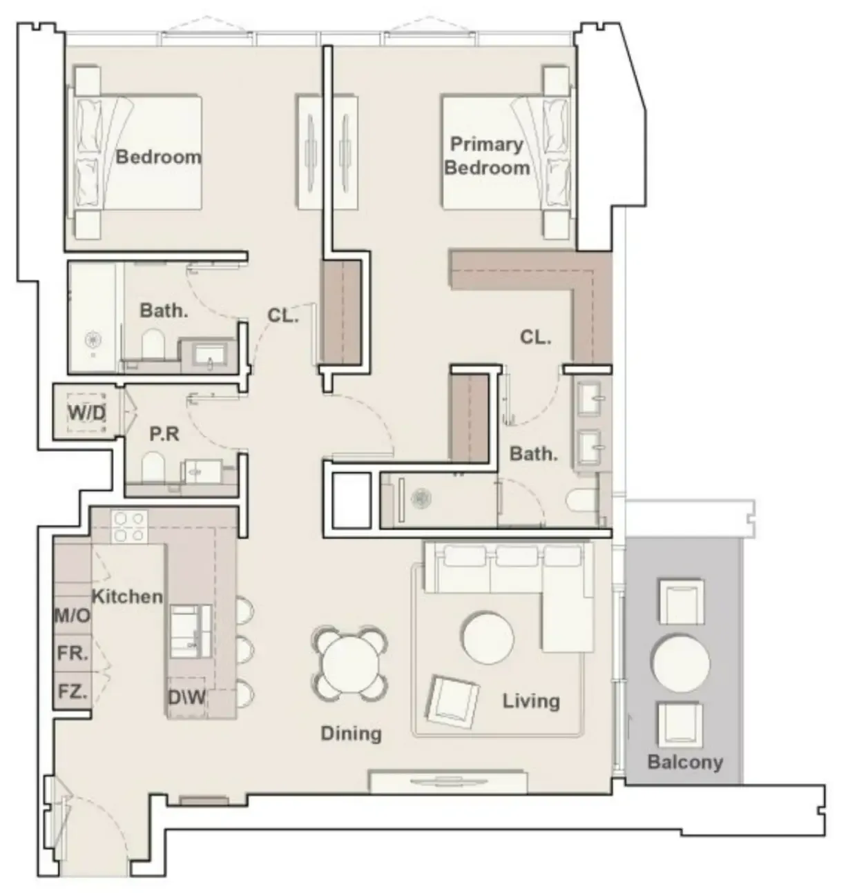 Eltiera Views 2 bed floor plan, 1,284 sqft