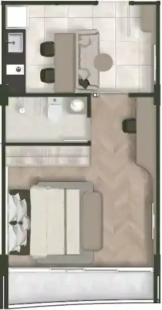 The Trees Residence by Anocha 1 bed floor plan, 398 sqft