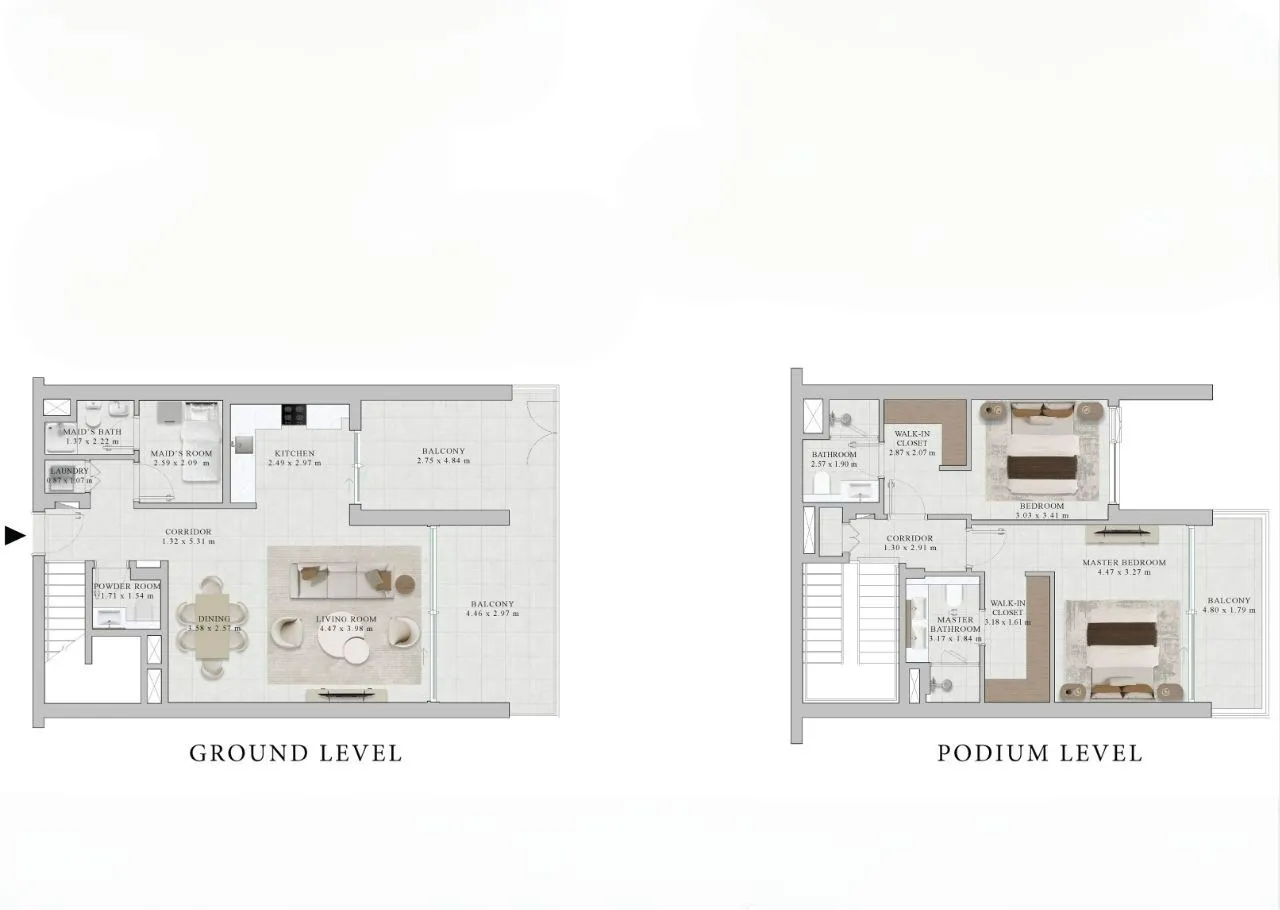Park Horizon 2 bed floor plan, 1,966 – 1,968 sqft