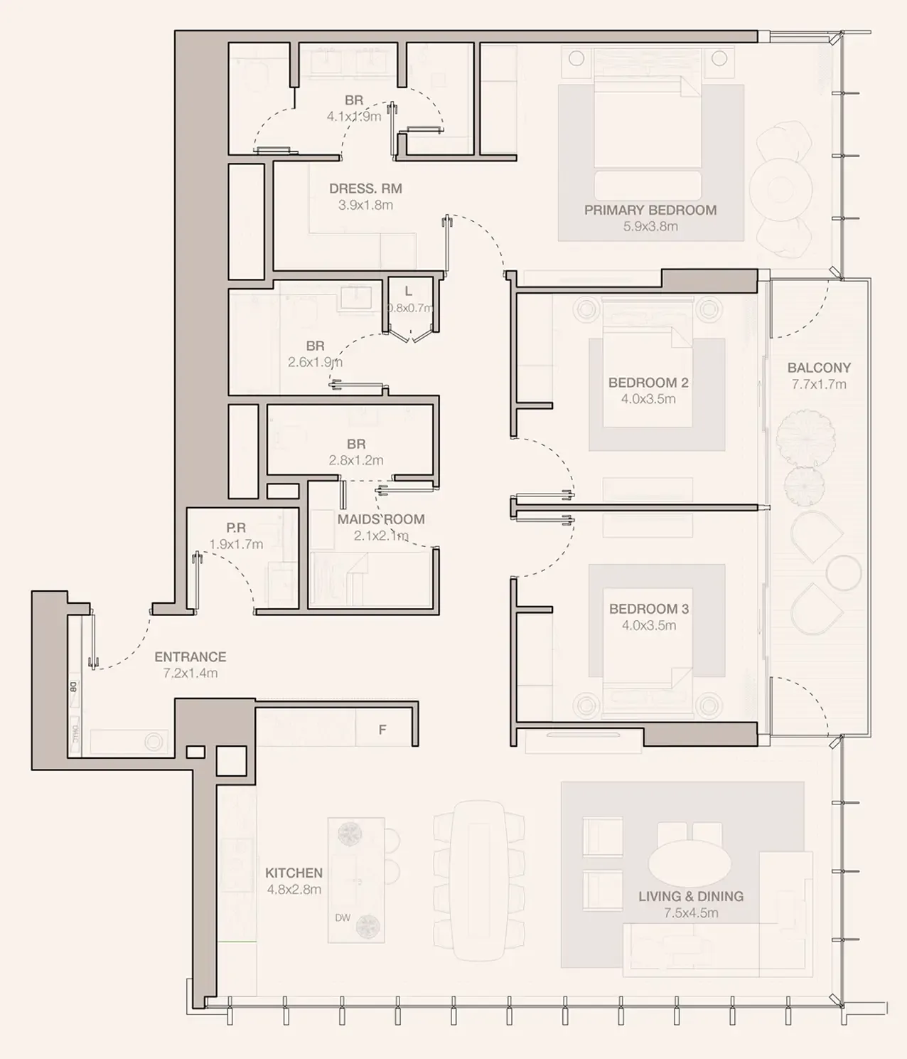 Jumeirah Residences Emirates Towers 4 bed floor plan, 3,468 sqft