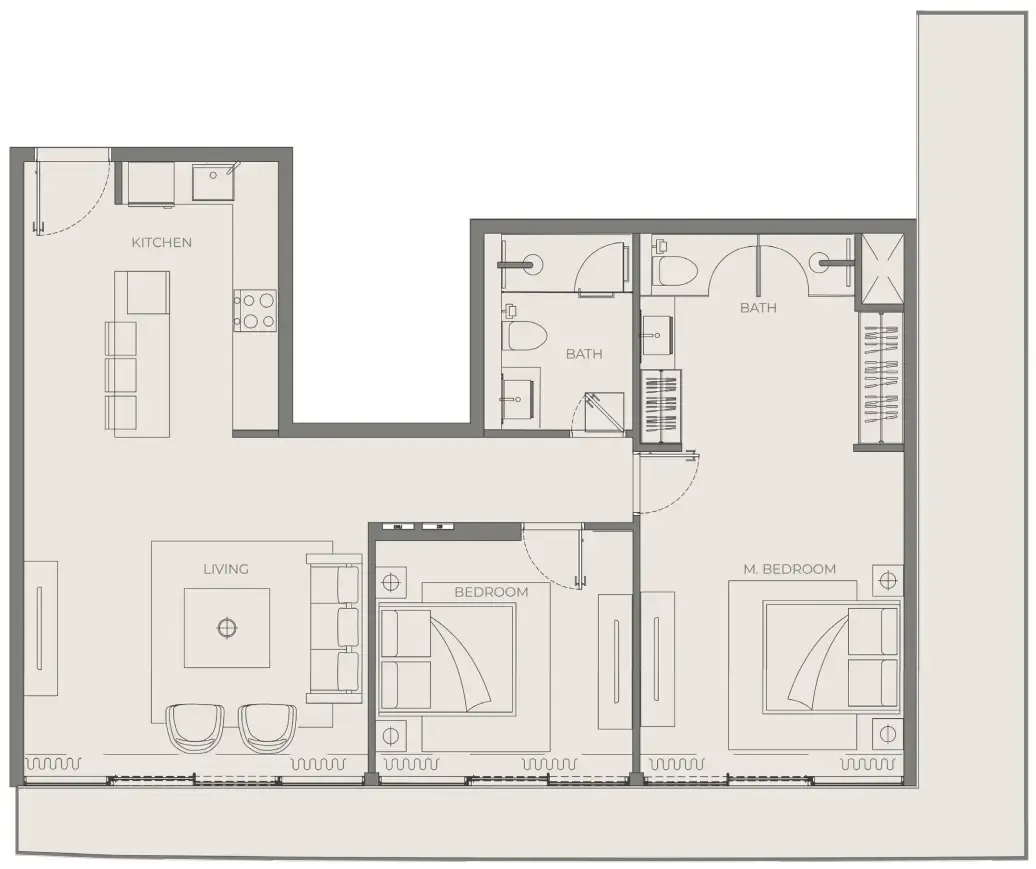Bond Enclave 2 bed floor plan, 1,372 sqft