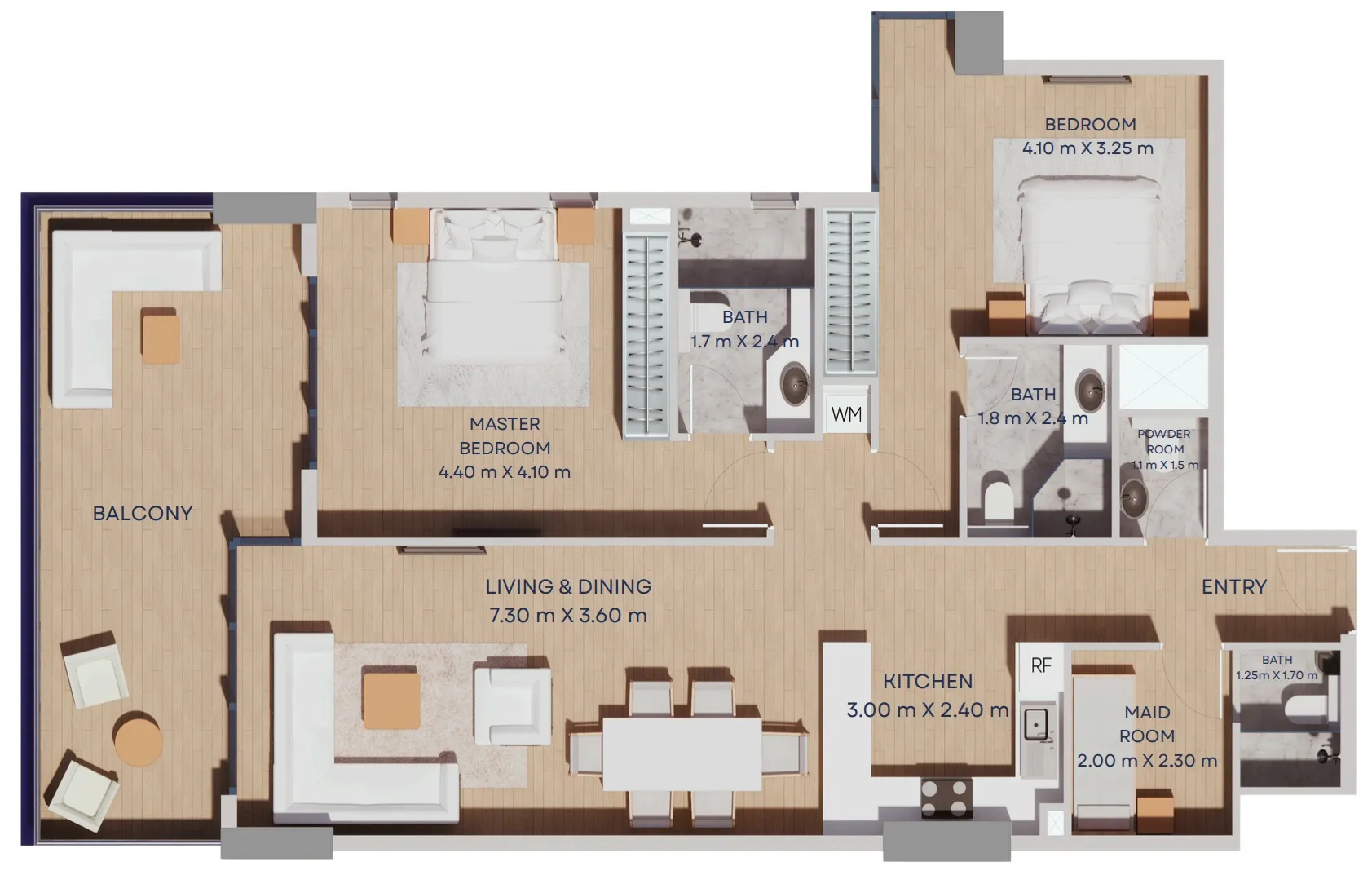 Manam Pearl 2 bed floor plan, 1,387 sqft