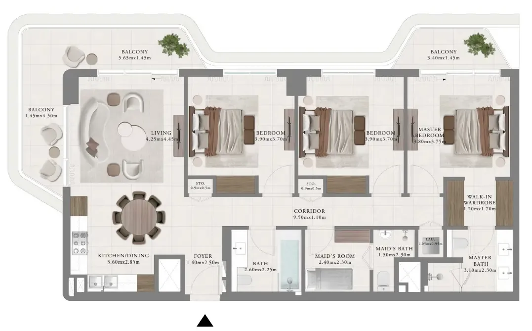 Sera 2 3 bed floor plan, 1,663 sqft