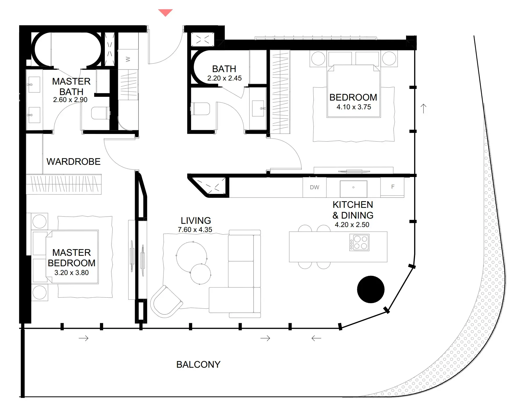 Brabus Island 2 bed floor plan, 1,367 – 1,496 sqft
