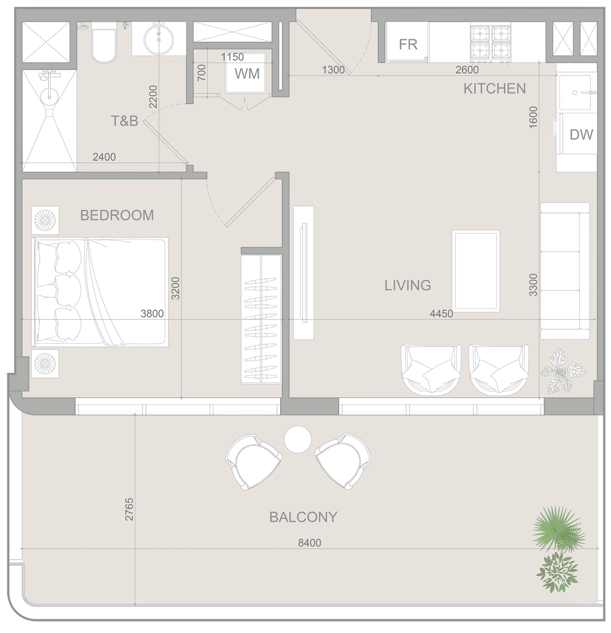 S1LV1ANA Park 1 bed floor plan, 780 sqft