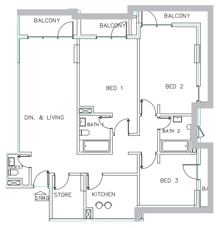 Janayen Avenue 3 bed floor plan, 1,831 sqft