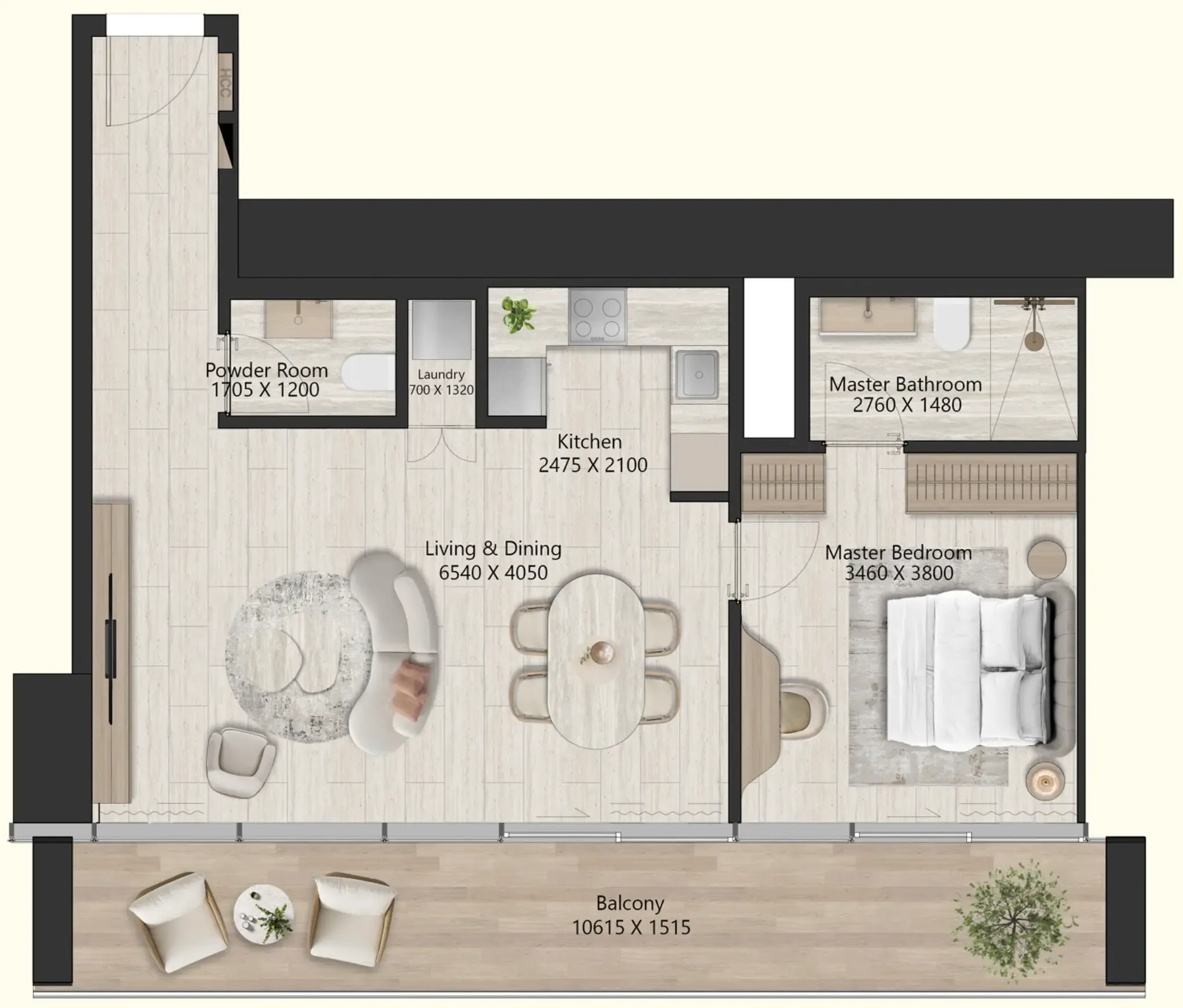 Il Vento 1 bed floor plan, 902 sqft