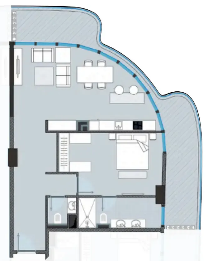 NEXT Coral 1 bed floor plan, 1,100 sqft