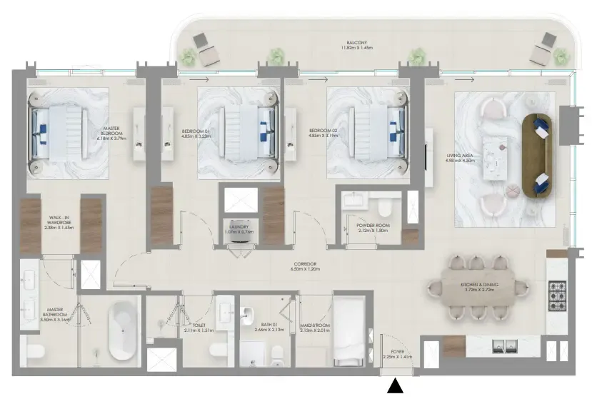 Baystar by Vida 3 bed floor plan, 1,704 sqft