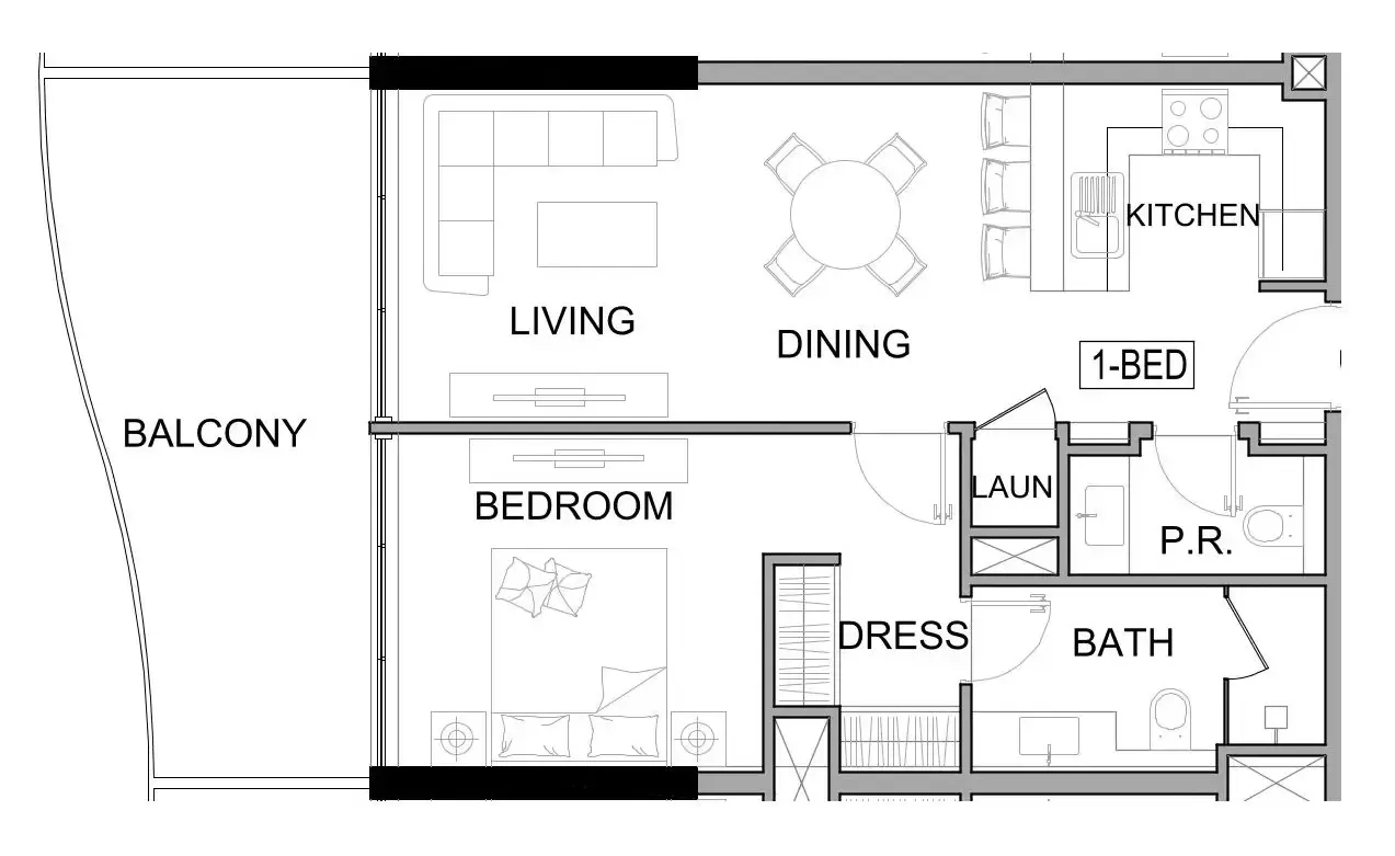 Damac Lagoons Views Phase 3 1 bed floor plan, 780 – 785 sqft