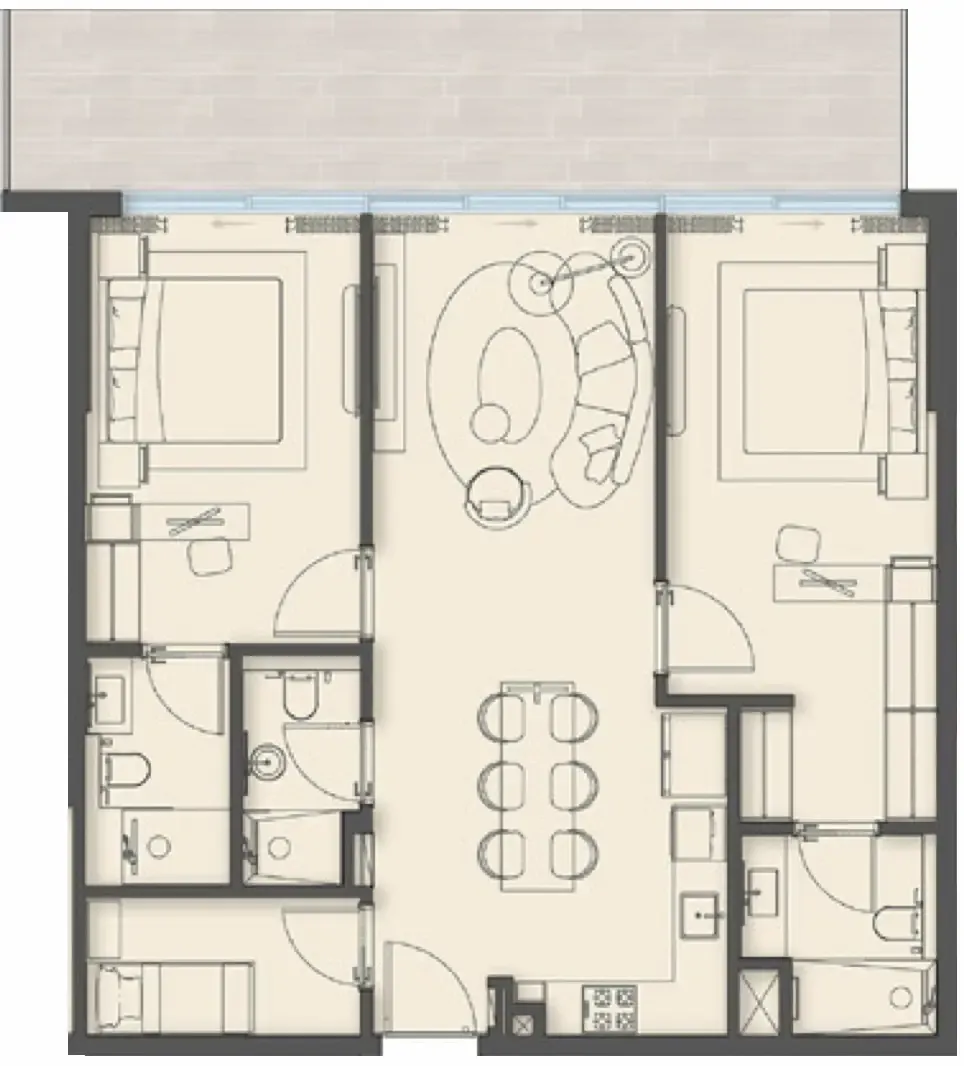 Enre Residence by Imtiaz 2 bed floor plan, 1,175 sqft