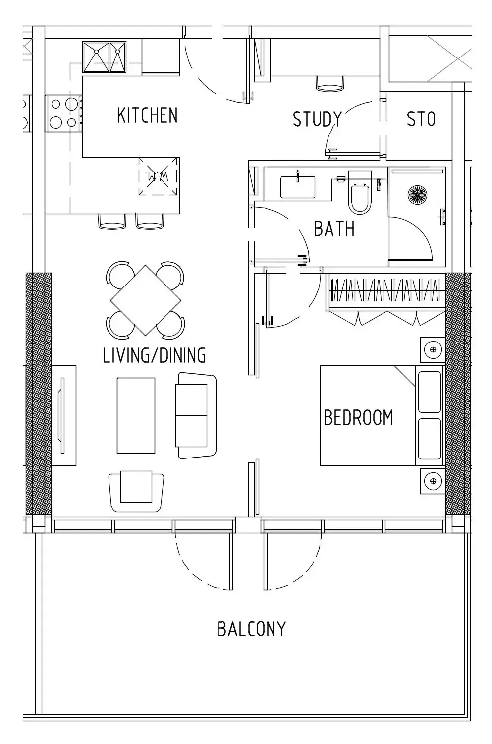 Damac District 1 bed floor plan, 779 – 782 sqft