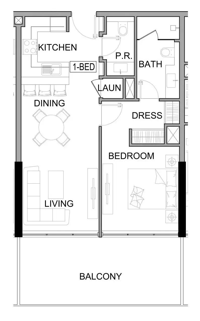 Damac Lagoons Views Phase 3 1 bed floor plan, 805 – 810 sqft