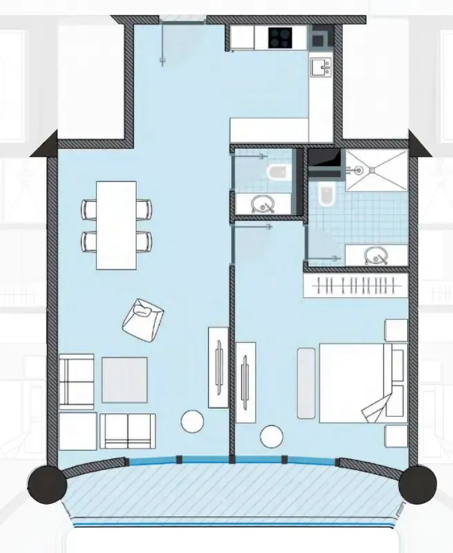 NEXT Coral 1 bed floor plan, 856 sqft