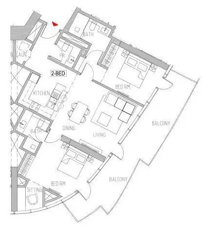 Canal Heights 2 bed floor plan, 1,409 sqft