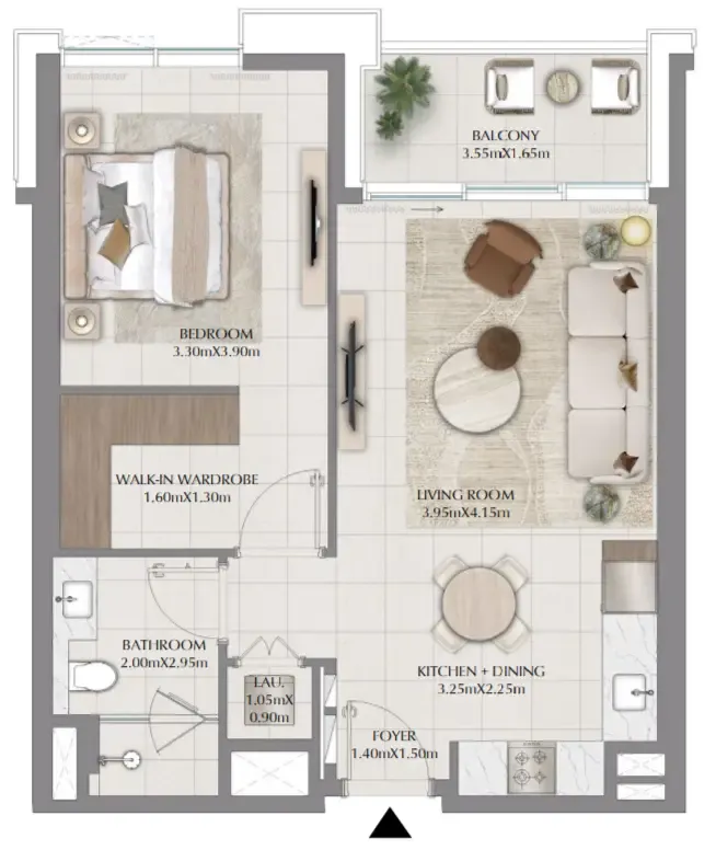 Terra Woods 1 bed floor plan, 746 sqft