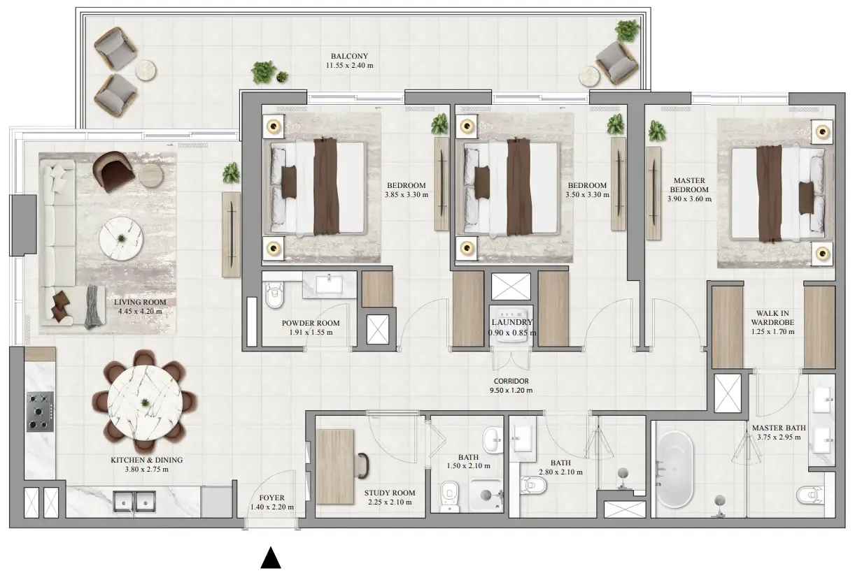 Greencrest 3 bed floor plan, 1,735 sqft