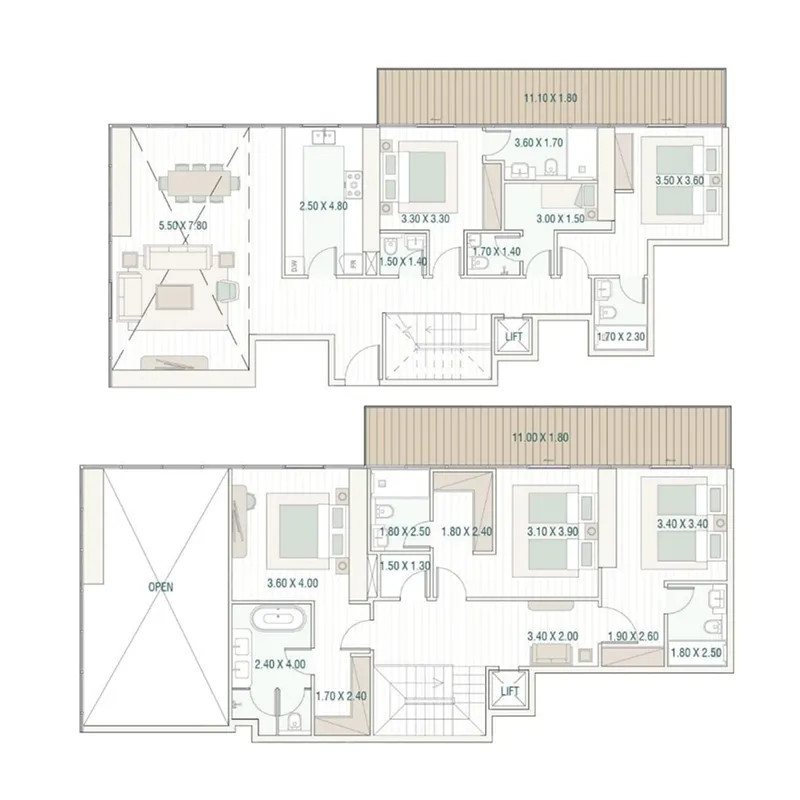 Bab Al Qasr Beach Resort Residence 77 5 bed floor plan, 3,100 sqft